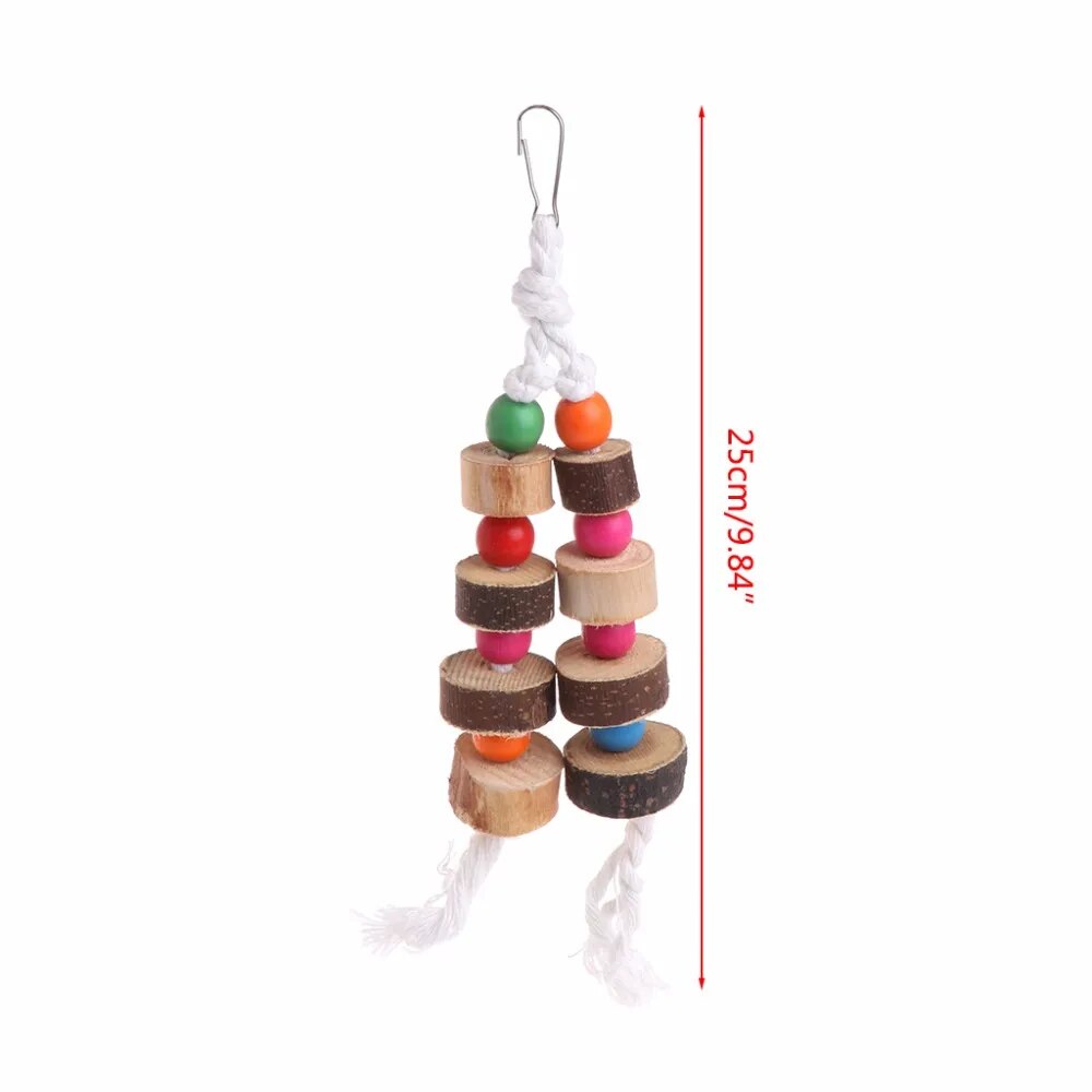 Juguetes de Madera Natural para Pájaros - Jaula Colgante para Morder y Jugar