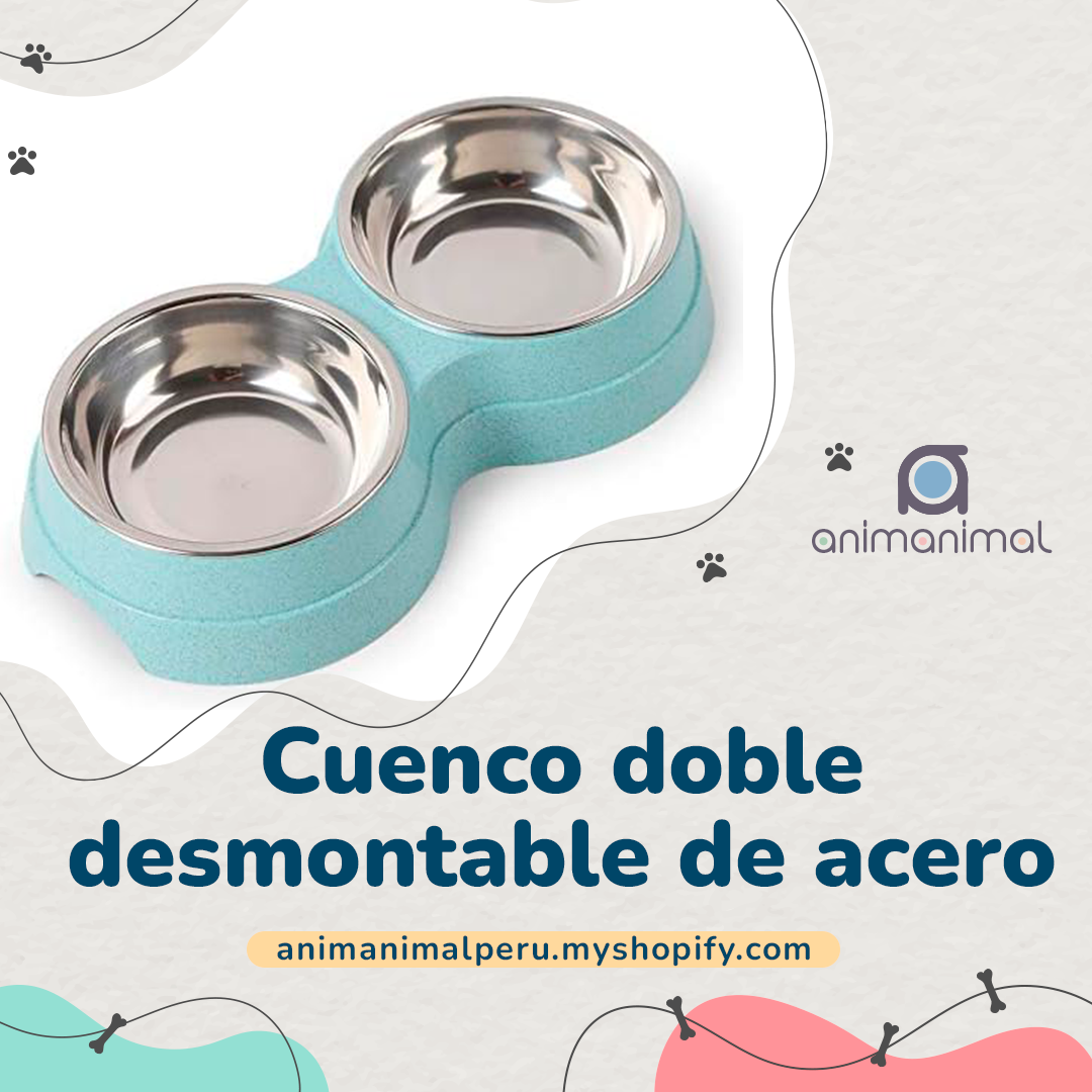 Cuenco doble desmontable de acero inoxidable para mascotas, para gatos y perros, para alimentación de alimentos