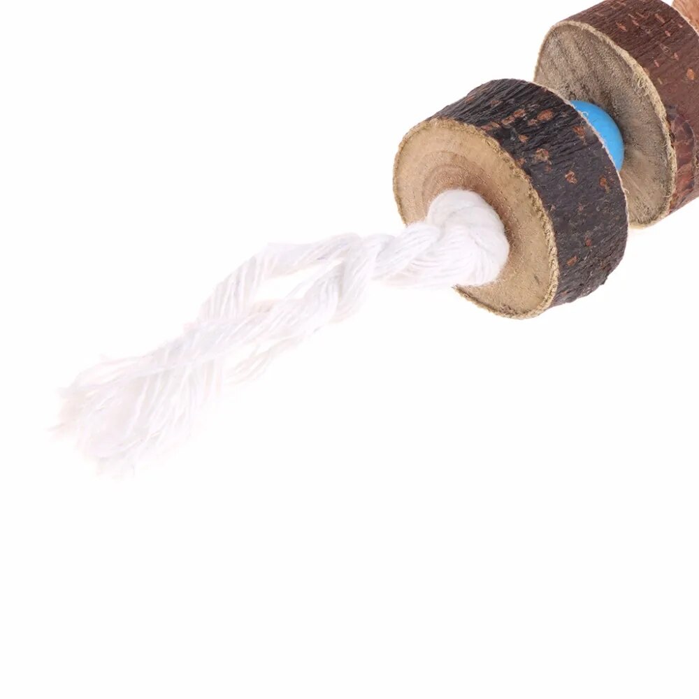 Juguetes de Madera Natural para Pájaros - Jaula Colgante para Morder y Jugar