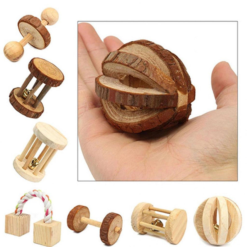 Juguetes Lindos de Conejos de Madera Natural de Pino