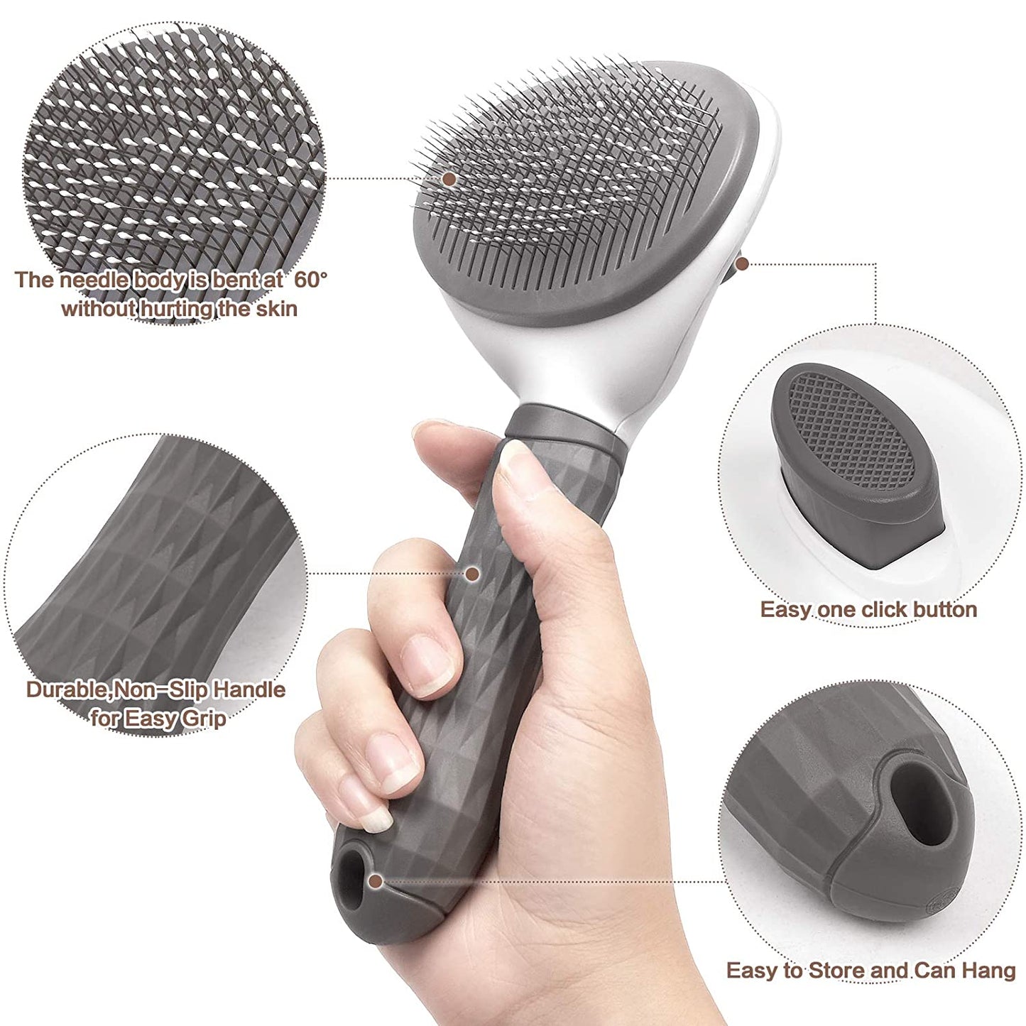 Cepillo para Perros y Gatos - Peine de Autolimpieza y Removedor de Pelo