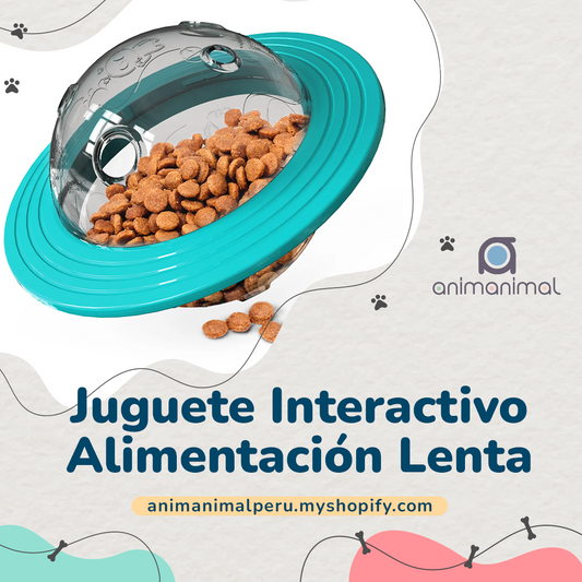 Bola Interactiva de Alimentación Lenta para Perros y Gatos - Juguete de Rompecabezas para Perros UFO - Dispensador de Comida  J - Masticable (Azul)